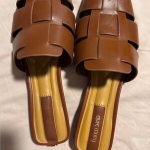 Franco Sarto Women's Brown Woven Slide in Sandals